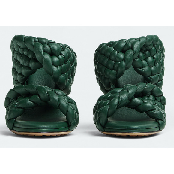 Bottega Veneta Curve Padded Green Vert Foncee Leather Sandal Mule Heel Pump 36 - Picture 5 of 12